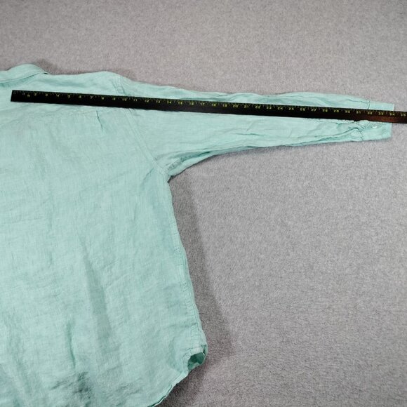 Tommy Bahama Linen Shirt Men Large Relaxed Aqua Long Sleeve Button Up Resortwear - Picture 9 of 9